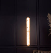 Zambia White Frosted Glass Antique Vertical Pendant Light - Heka Lighting & Trading Limited