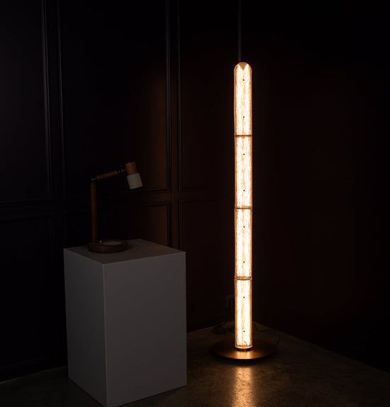 Zambia White Frosted Glass Brushed Brass Floor Lamp