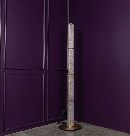 Zambia White Frosted Glass Brushed Brass Floor Lamp