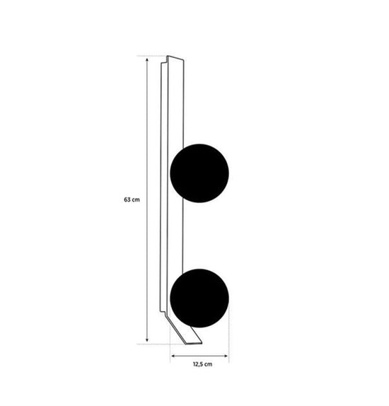 Afrodit Soft 2-Piece Black Wall Sconce 63 Cm