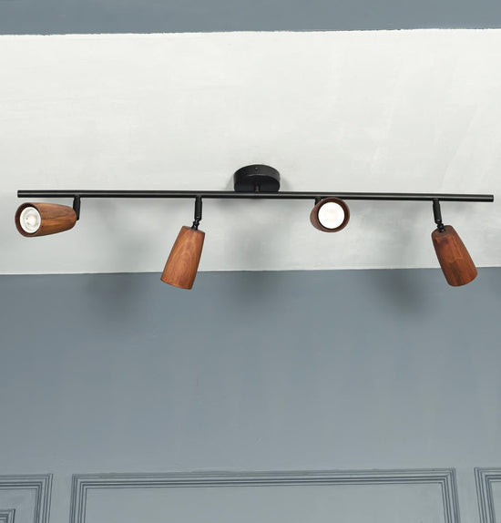 Angel Four Wood Black Wall Sconce