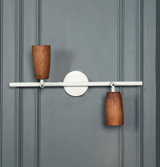 Angel Double Wood White Wall Sconce