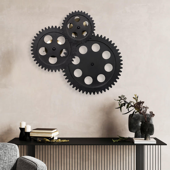 Çark Gear Led Black Wall Sconce 32 Cm