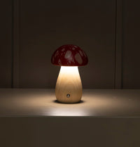 Shaggy Red Battal Marbling Wood Mushroom Table Lamp - Heka Lighting & Trading Limited