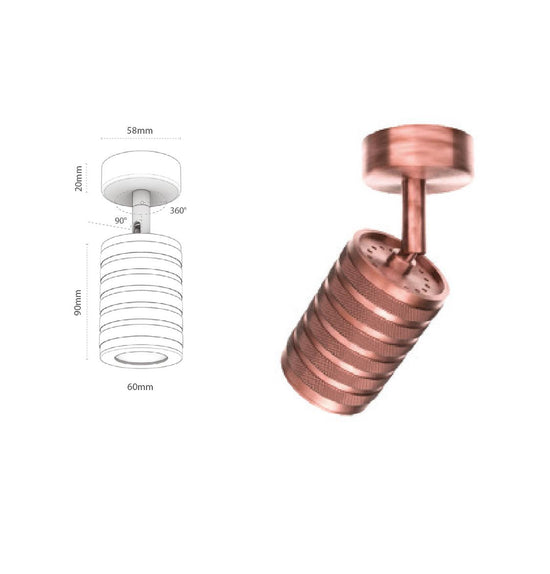 Bella Copper Serrated Spotlight 6X9 Cm