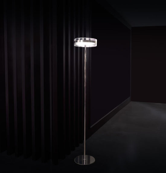 Berlin Platinum Stainless Transparent Glass Floor Lamp