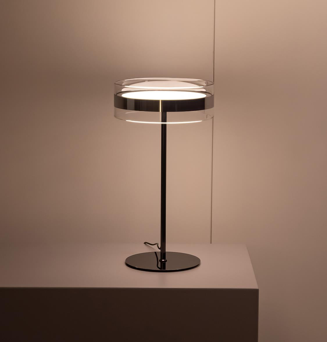 Berlin Platinum Stainless Transparent Glass Table Lamp - Heka Lighting & Trading Limited
