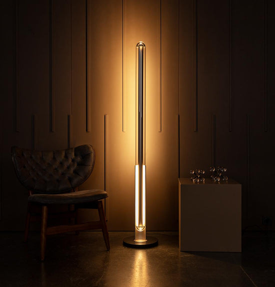 Bermuda Transparent Glass Beige Floor Lamp