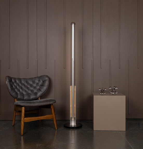 Bermuda Transparent Glass Beige Floor Lamp
