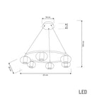 Bükreş 6-Piece Chrome Stainless Transparent Glass Chandelier 68 Cm - Heka Lighting & Trading Limited