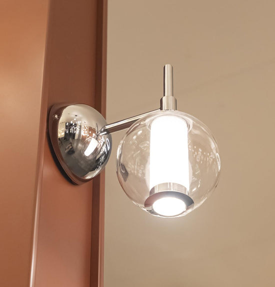 Bükreş Chrome Stainless Transparent Glass Led Wall Sconce
