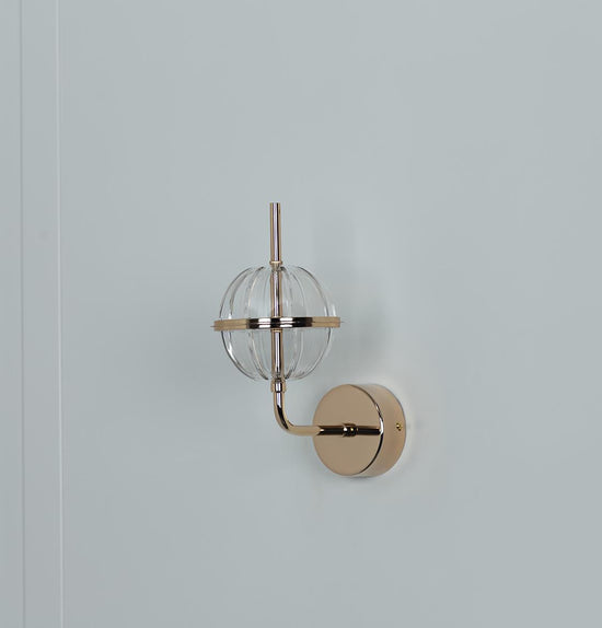 Carina Globe Transparent Acrylic Gold Led Wall Sconce 14 Cm