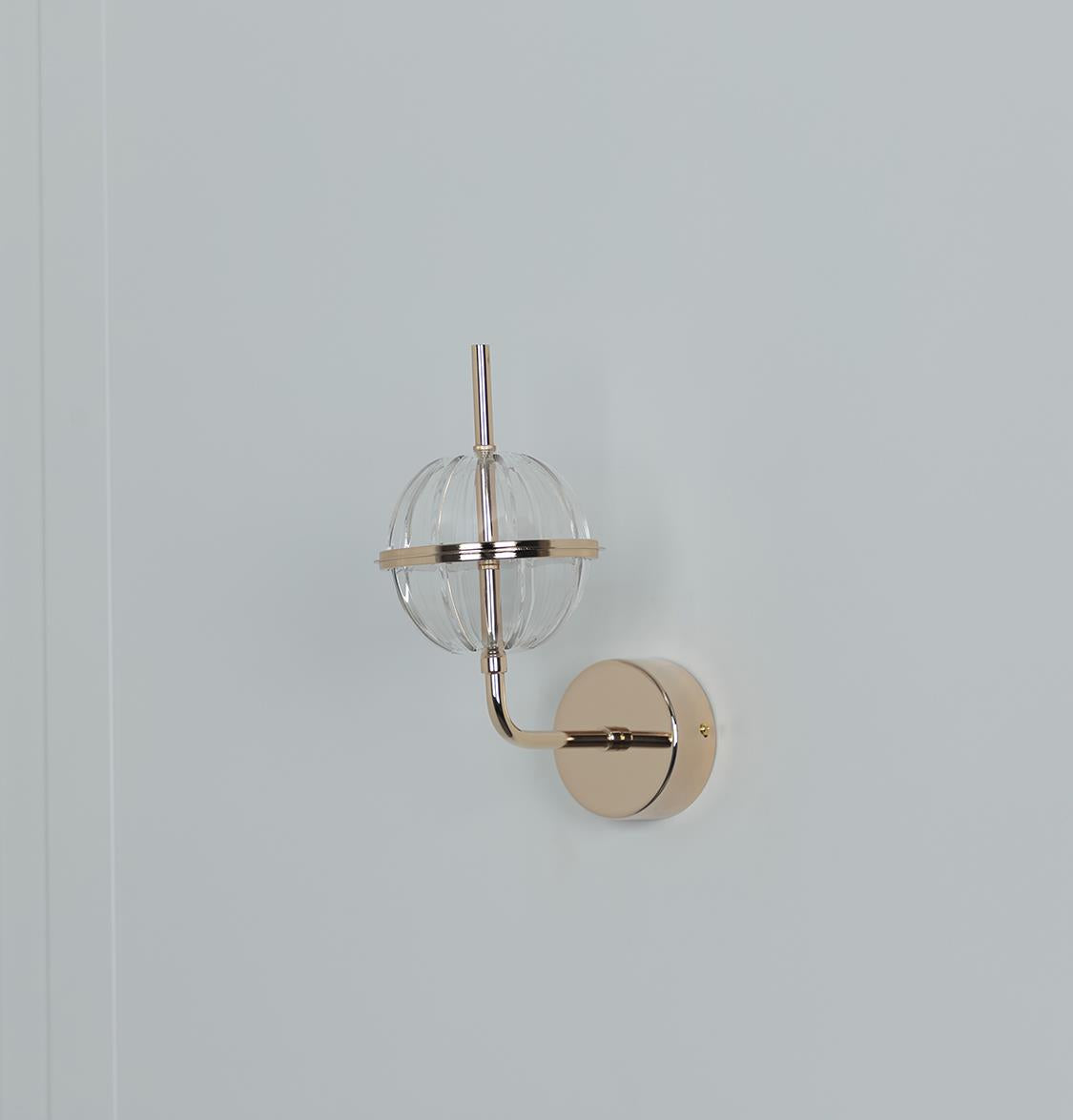 Carina Globe Transparent Acrylic Gold Led Wall Sconce 14 Cm - Heka Lighting & Trading Limited