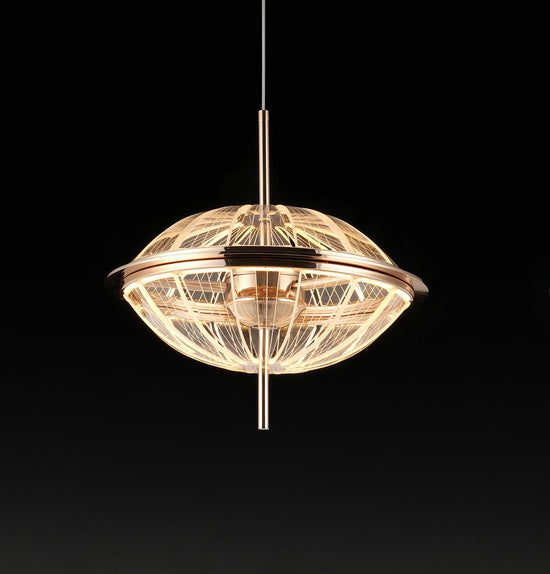 Carina Single Flattened Transparent Acrylic Gold Pendant Light 40 Cm