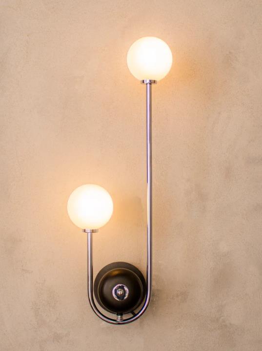 Celsus Soft Two Glass U Model Matte Chrome Wall Sconce
