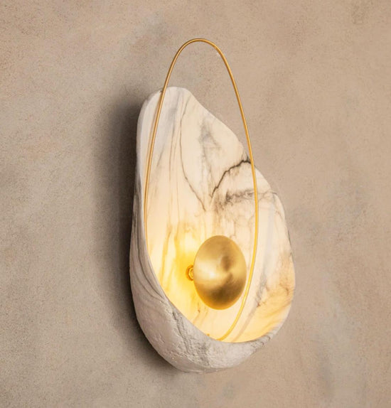 Erciyes White Antique Marble Wall Sconce | Modern Decorative Lighting For Homes & Hotels