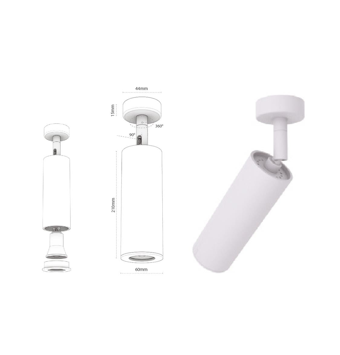 Eva White Flat Spot 6X21 Cm - Heka Lighting & Trading Limited