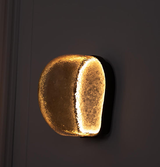 Gambia Honey Glass Black Wall Sconce 26 Cm