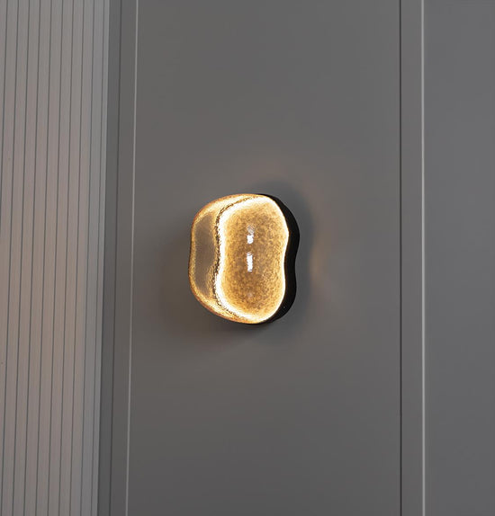 Gambia Honey Glass Black Wall Sconce 36 Cm