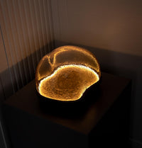 Gambia Honey Glass Black Table Lamp 38 Cm - Heka Lighting & Trading Limited