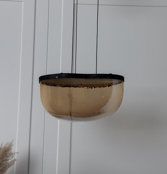 Gambia Honey Glass Black Pendant Light Chandelier 30 Cm