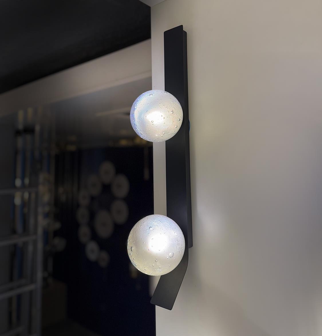 Helsingör Double Bubbly Soft Glass Black Wall Sconce - Heka Lighting & Trading Limited