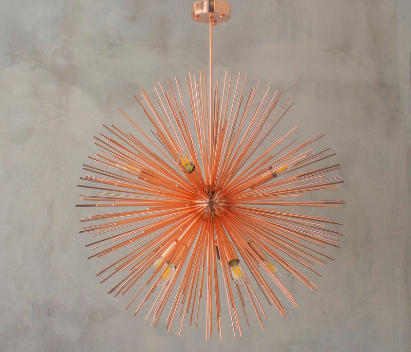 Brass Modern Style Sun Chandelier Lamp, Rose Gold Lighting, Art Deco Handmade Silver Pendant Lamp MODEL : OLIMPOS