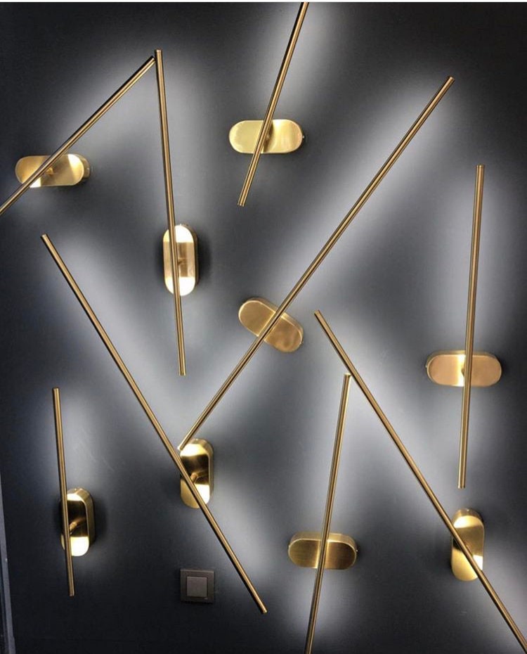 Brass Rotatable Rod Wall Lamp, Modern Handmade Chrome Sconce Wall Light, Housewarming Gift LED Lighting MODEL : ASSOS