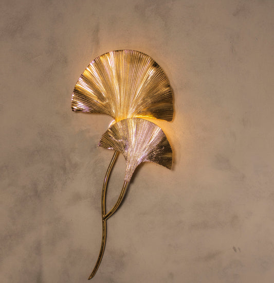 Handmade Ginkgo Double Leaf Sconce Lighting, Mid Century Gold Wall Lamp, Home Decor Wall Mounted Lamp MODEL : ASTARA