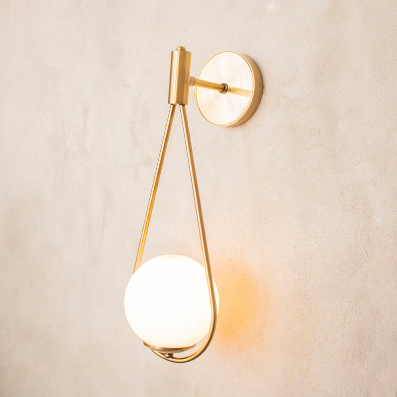 Brass & Glass Drop Lamp Fixture, Bathroom Light, Bedroom Wall Lamp, Home Decor Wall Lighting, Modern Handmade Sconce, MODEL : CAPELLA