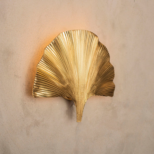 Handmade Ginkgo Leaf Wall Lamp, Mid Century Hanging Gold Sconce, Home Decor Vintage Design Brass Light, Art Deco Lighting MODEL : ASTARA