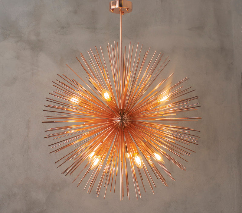 Brass Modern Style Sun Chandelier Lamp, Rose Gold Lighting, Art Deco Handmade Silver Pendant Lamp MODEL : OLIMPOS