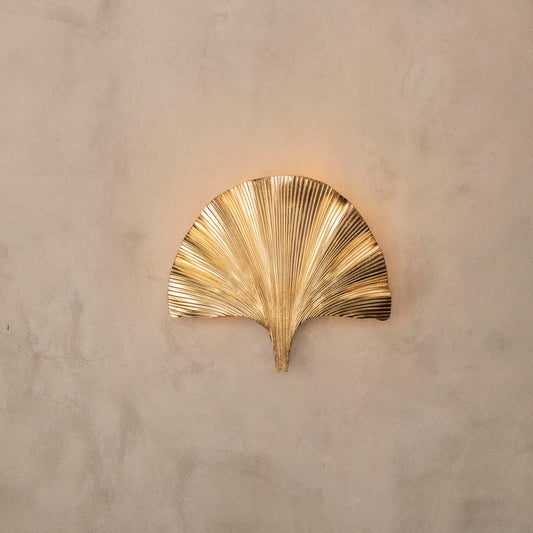 Handmade Ginkgo Leaf Wall Lamp, Mid Century Hanging Gold Sconce, Home Decor Vintage Design Brass Light, Art Deco Lighting MODEL : ASTARA