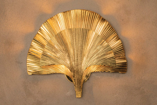 Astara Mid Century Ginkgo Double Leaf Wall Sconce, Handmade Gold Lamp, Home Decor Lighting, Art Deco Wall Lamp