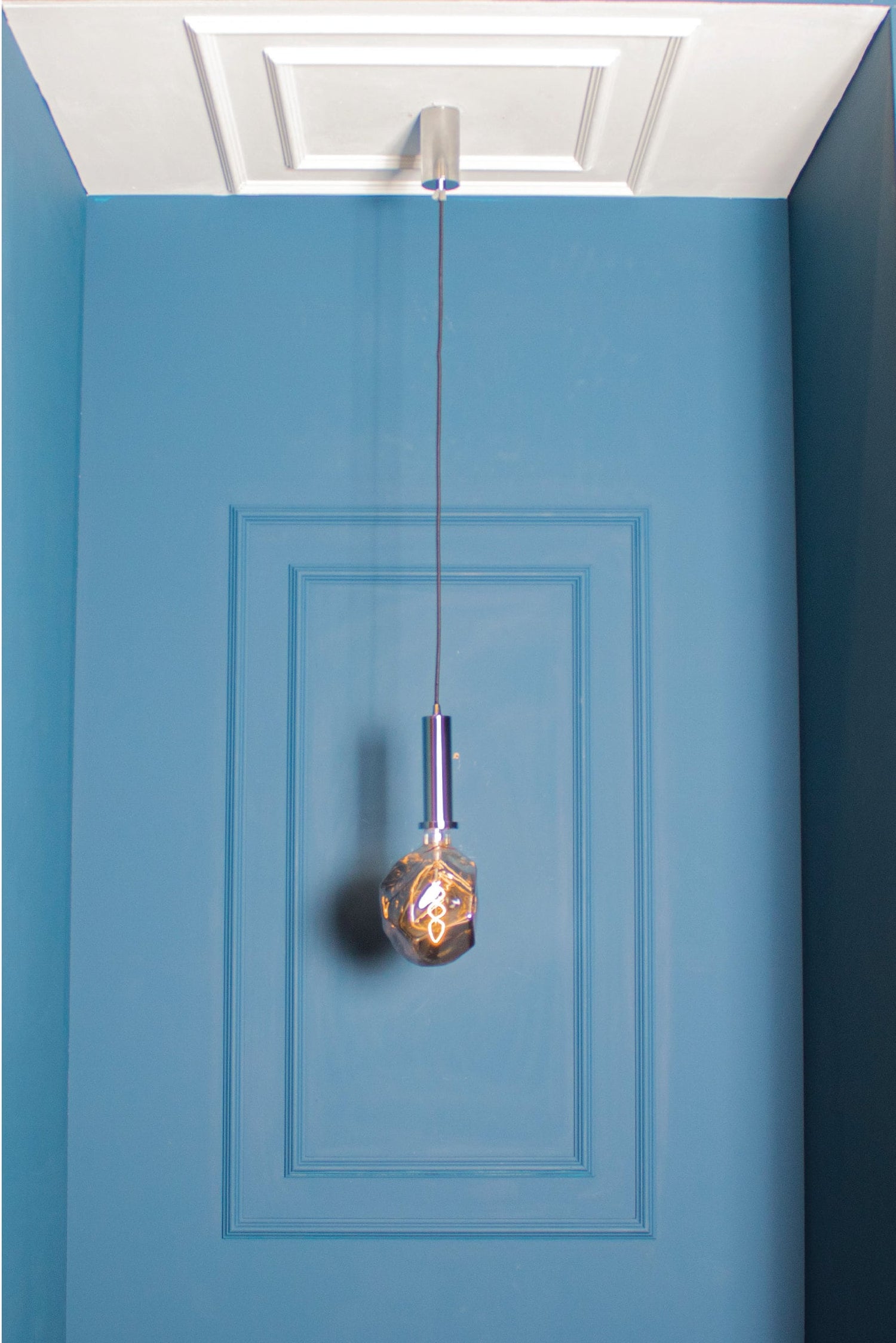 Modern Irregular Pendant Lighting, Smoky Silver & Amber Blown Glass Dimmable Lamp, Housewarming Gift Light