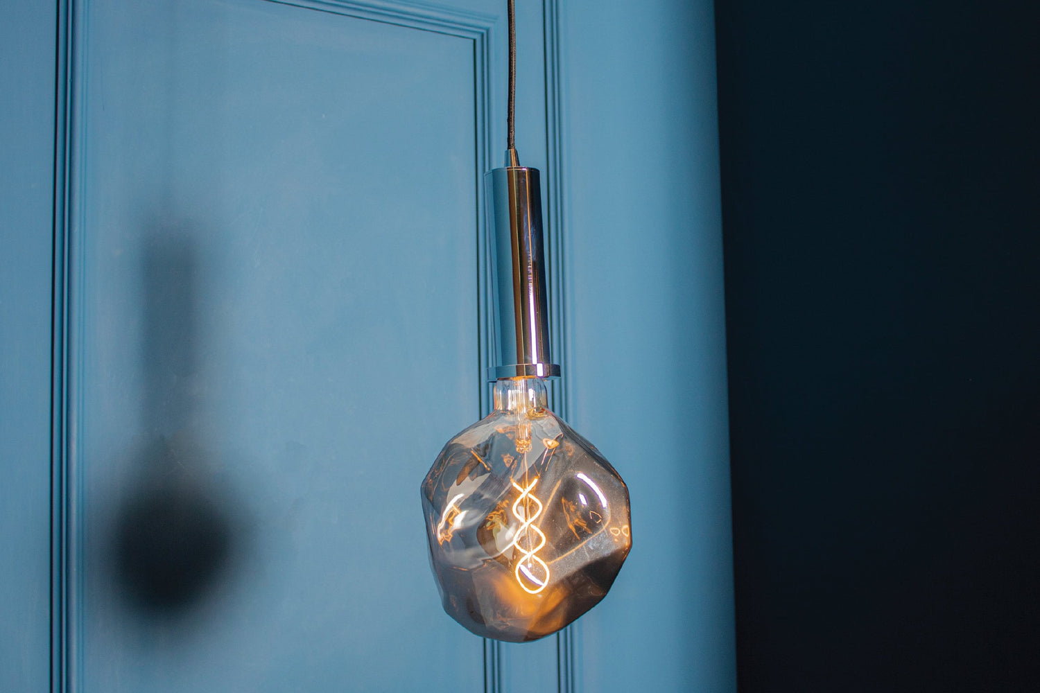 Modern Irregular Pendant Lighting, Smoky Silver & Amber Blown Glass Dimmable Lamp, Housewarming Gift Light