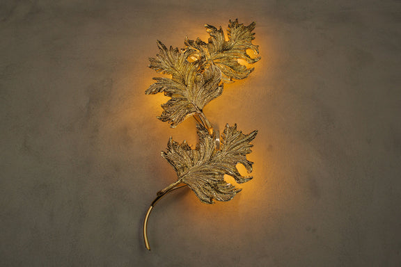 Sycamore Triple Leaf Wall Sconce, Natural Shaped Handmade Gold Lamp, Home Decor Lighting, Art Deco Wall Light MODEL : GENCE