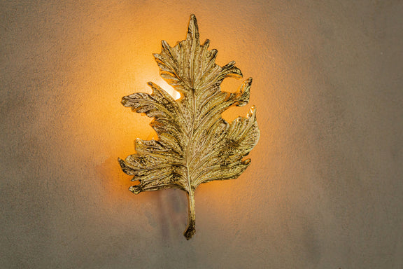 Sycamore Single Leaf Sconce, Natural Shaped Wall Lighting, Handmade Hanging Gold Lamp, Home decor Vintage Design light, MODEL : GENCE