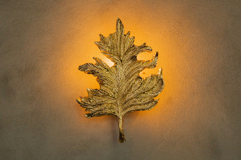 Sycamore Single Leaf Sconce, Natural Shaped Wall Lighting, Handmade Hanging Gold Lamp, Home decor Vintage Design light, MODEL : GENCE