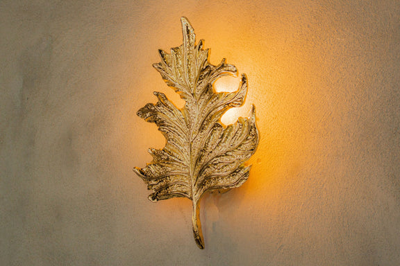 Sycamore Single Leaf Sconce, Natural Shaped Wall Lighting, Handmade Hanging Gold Lamp, Home decor Vintage Design light, MODEL : GENCE