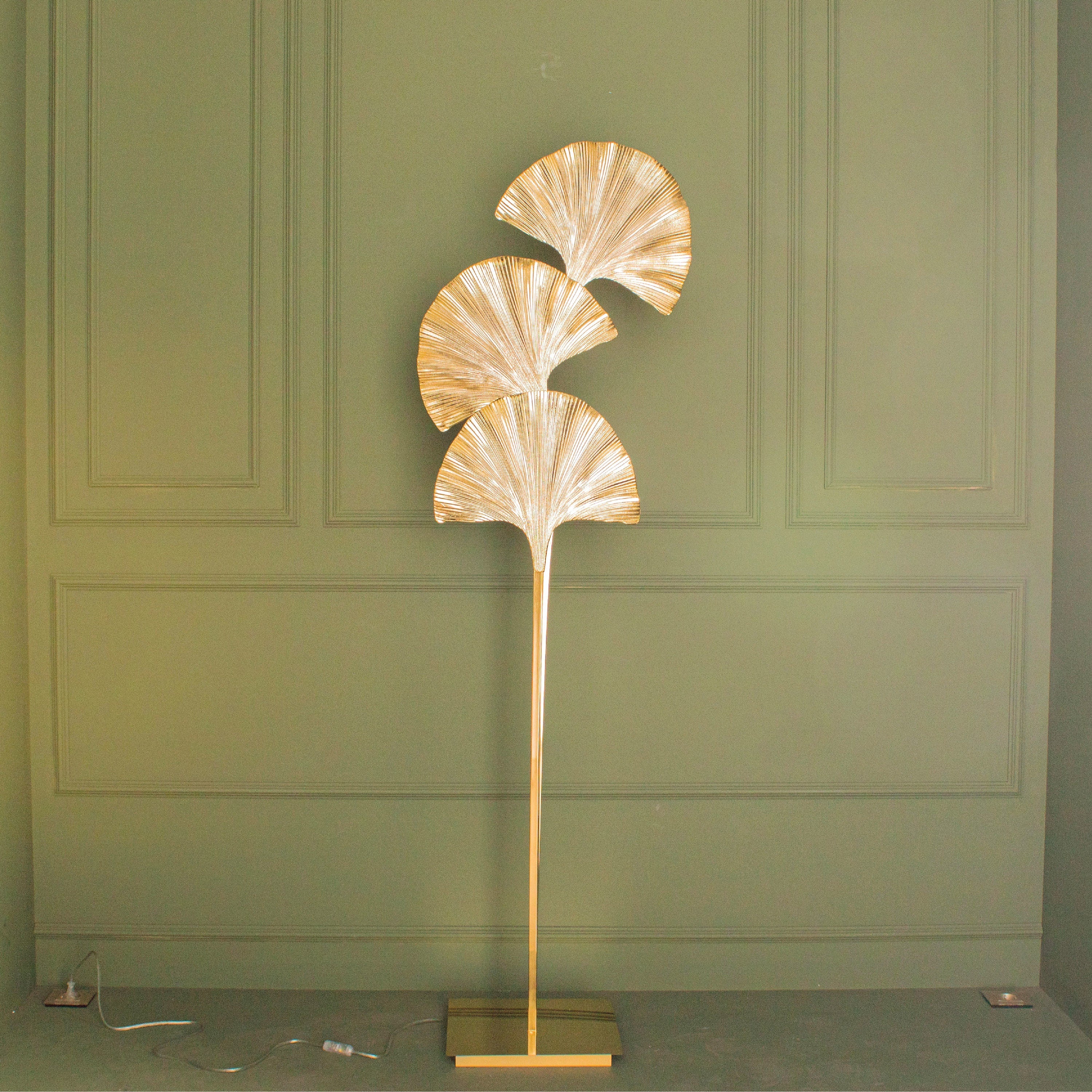 Astara Ginkgo Triple Leaf Floor Lamp, Handmade Art Deco Gold Lamp, Home Decor Art Decor Floor Lighting, Mid Century Floor Light - Heka Lighting & Trading Limited