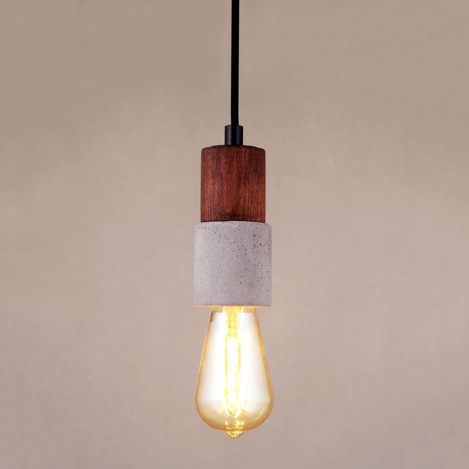 Mini Wood & Concrete Pendant Lighting, Kitchen Island Concrete Ceiling Lamp, Living Room Concrete Light Fixture MODEL : TOCHI