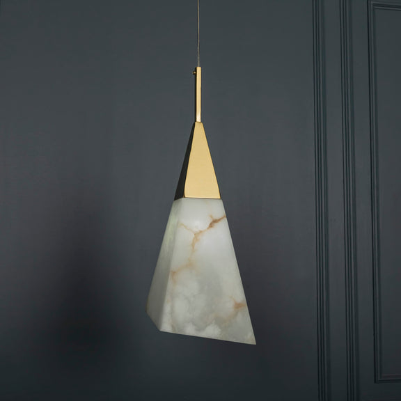 Pyramid Marble Brass Pendant Lamp, Handmade Marble Chandelier, Housewarming Gift Art Deco Hanging Marble Lighting MODEL : ARGOS