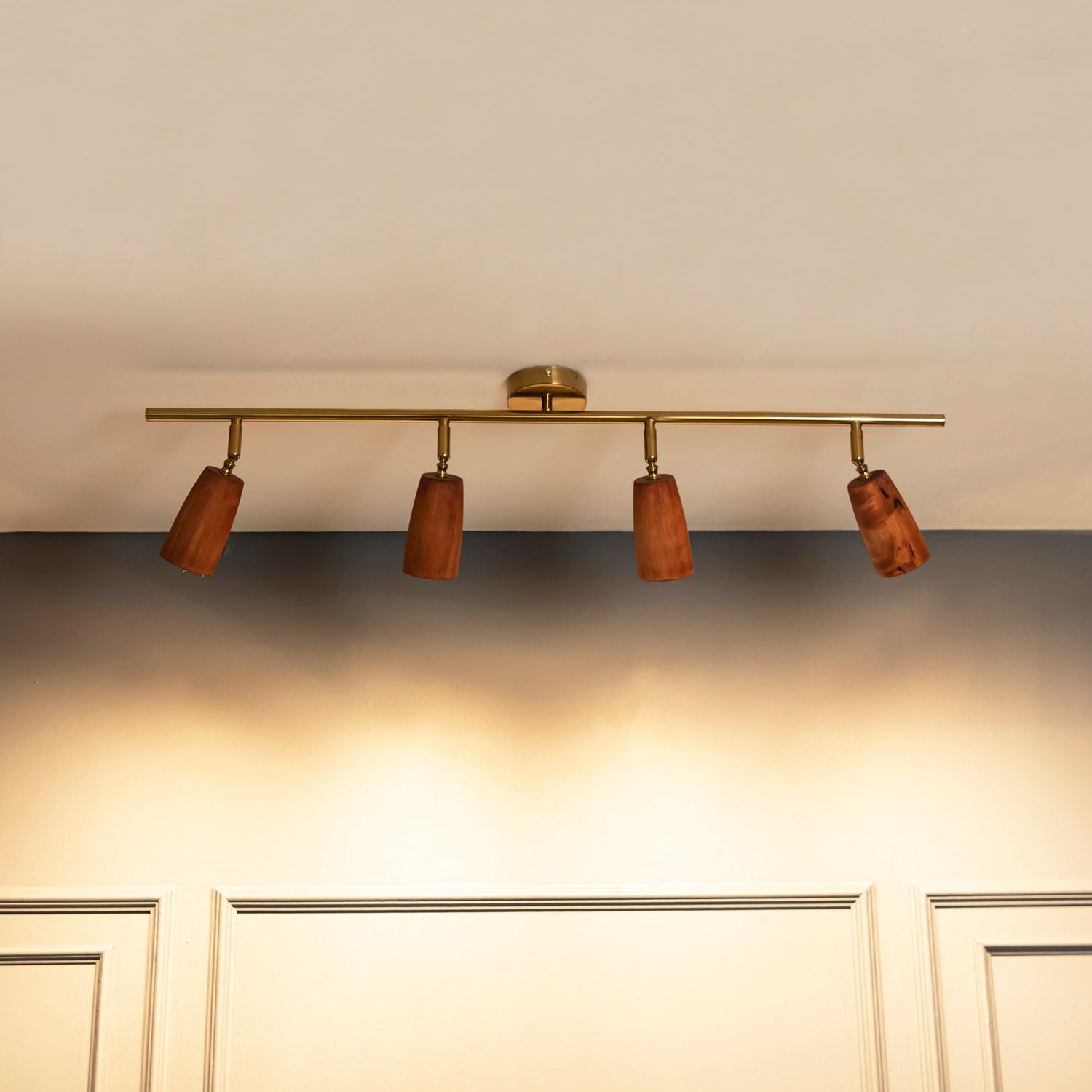 Modern Minimalist Brushed Brass with Jatoba Wall & Ceiling Lamp, Home Decor Lighting, Art Deco Tube Sconce MODEL: ANGEL