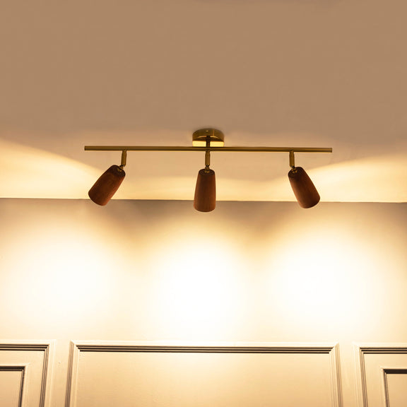 Modern Minimalist Brushed Brass with Jatoba Wall & Ceiling Lamp, Home Decor Lighting, Art Deco Tube Sconce MODEL: ANGEL