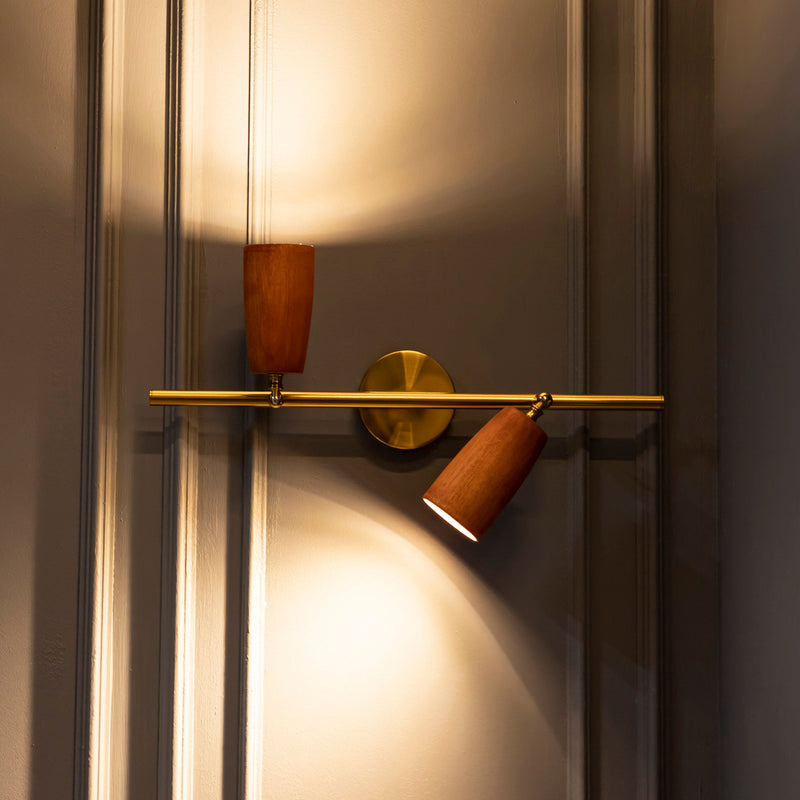 Modern Minimalist Brushed Brass with Jatoba Wall & Ceiling Lamp, Home Decor Lighting, Art Deco Tube Sconce MODEL: ANGEL