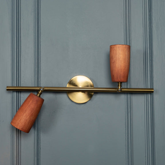 Modern Minimalist Brushed Brass with Jatoba Wall & Ceiling Lamp, Home Decor Lighting, Art Deco Tube Sconce MODEL: ANGEL