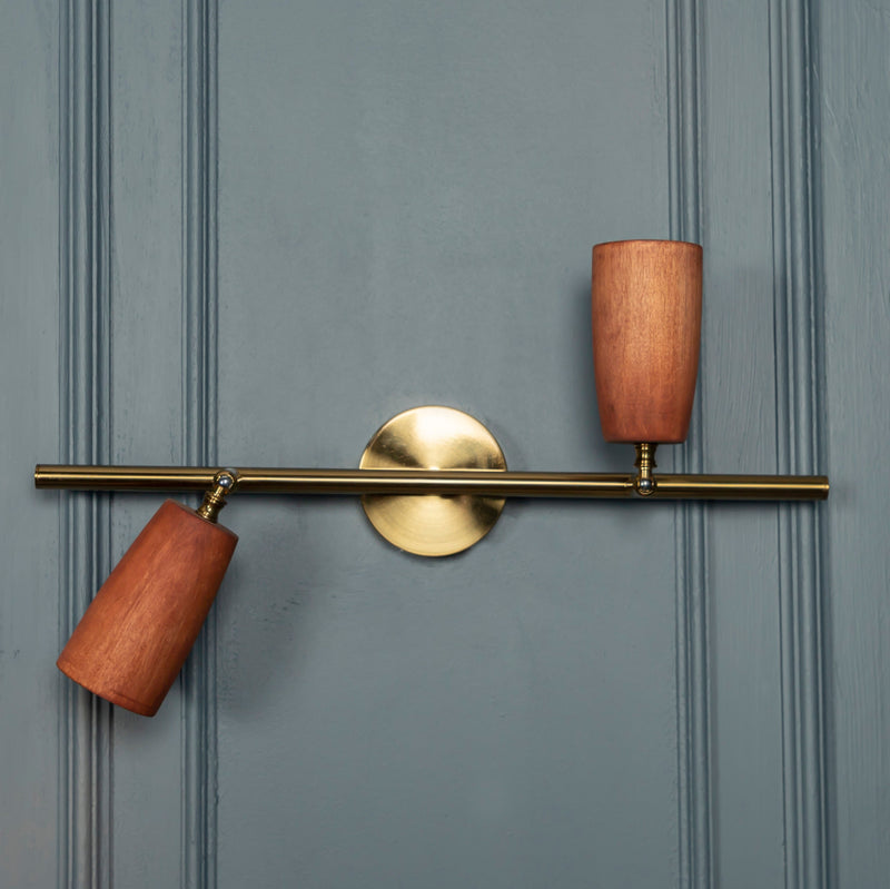 Modern Minimalist Brushed Brass with Jatoba Wall & Ceiling Lamp, Home Decor Lighting, Art Deco Tube Sconce MODEL: ANGEL