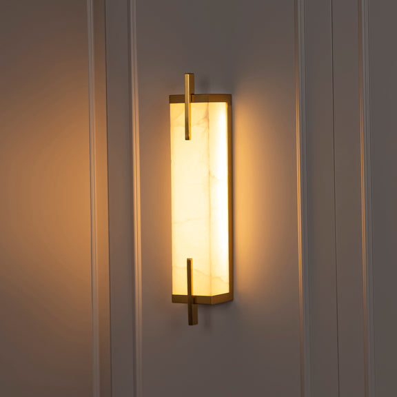 Art Deco White Marble Wall Sconce Lamp, Home Decor LED Light, Housewarming gift Lamp MODEL : POLARIS