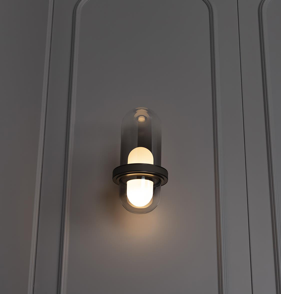 Kabil Single Smoked Glass Gray Wall Sconce 32 Cm - Heka Lighting & Trading Limited